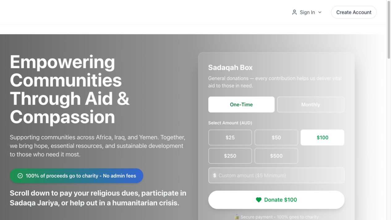 Welfare Aid International website