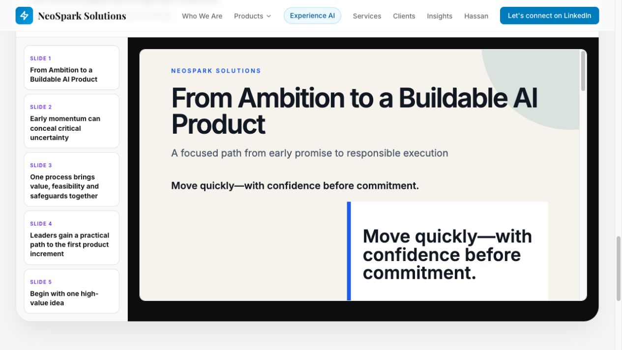 SparkAI Toolkit generating an editable product presentation