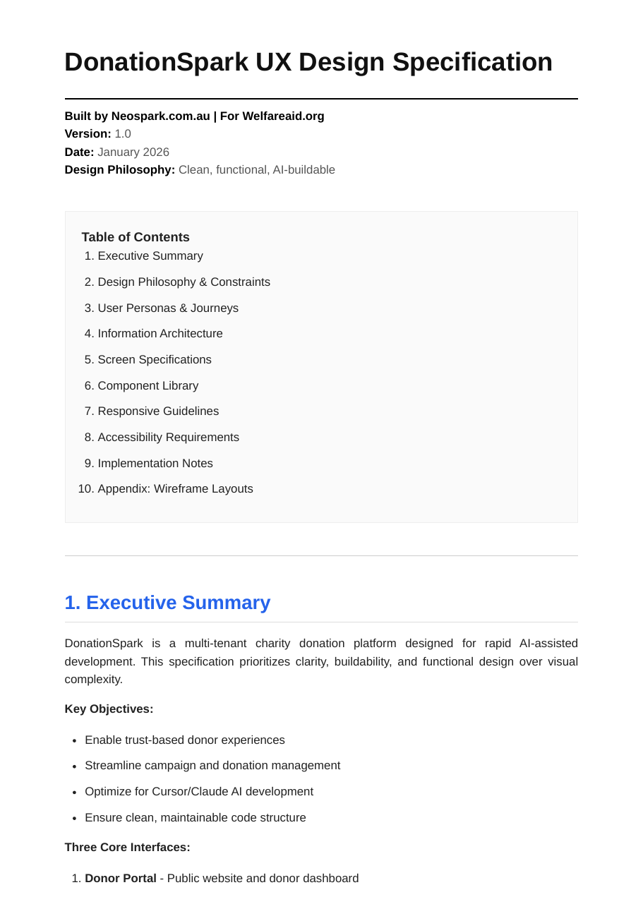 Reviewable product requirements and UX specification